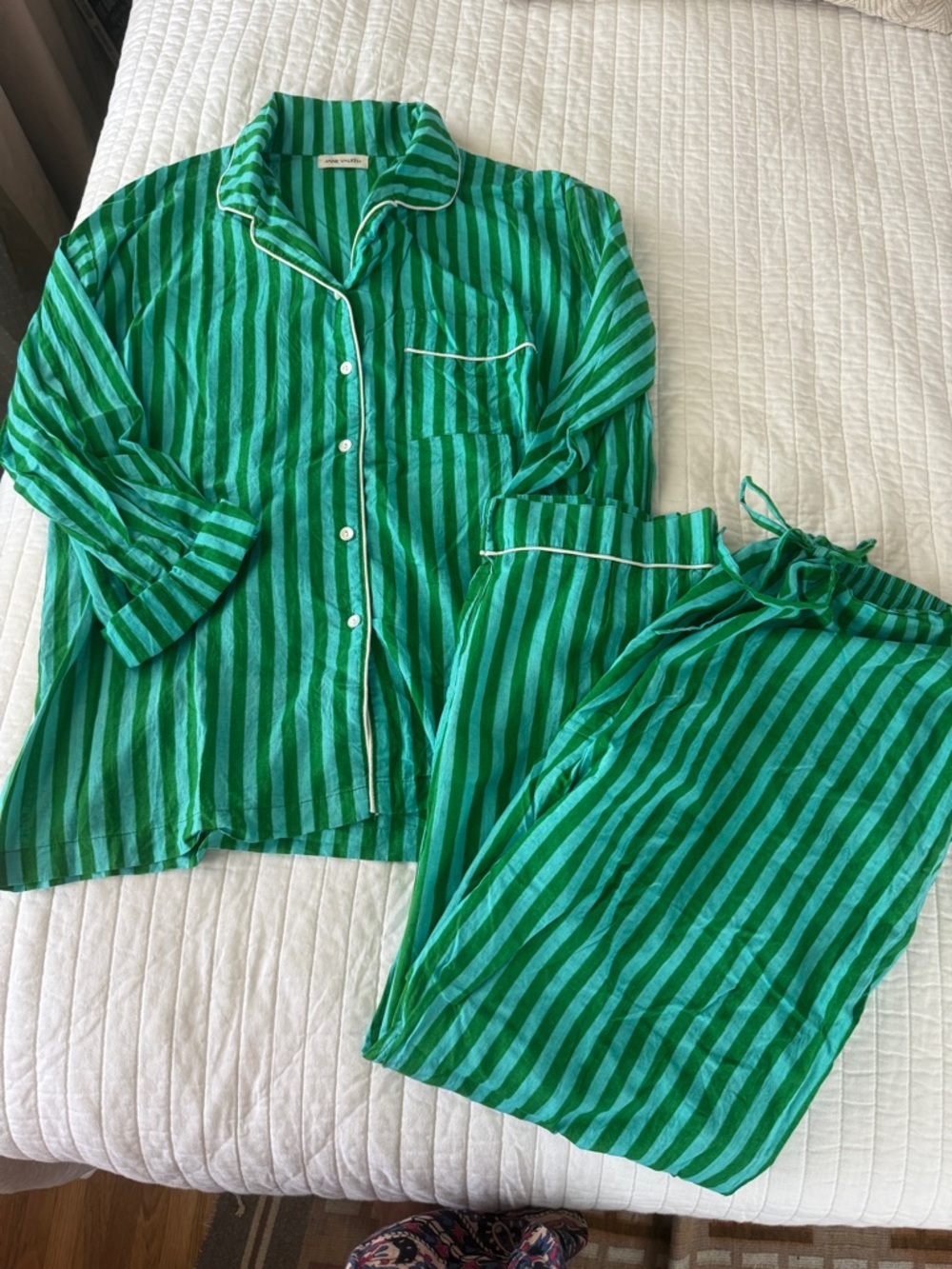 Jane Valken Indian block print striped pajama set large
